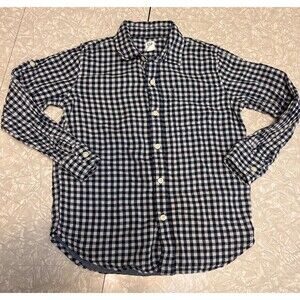 GAP blue plaid 100% Cotton blue button down youth kids 8 long sleeve lined